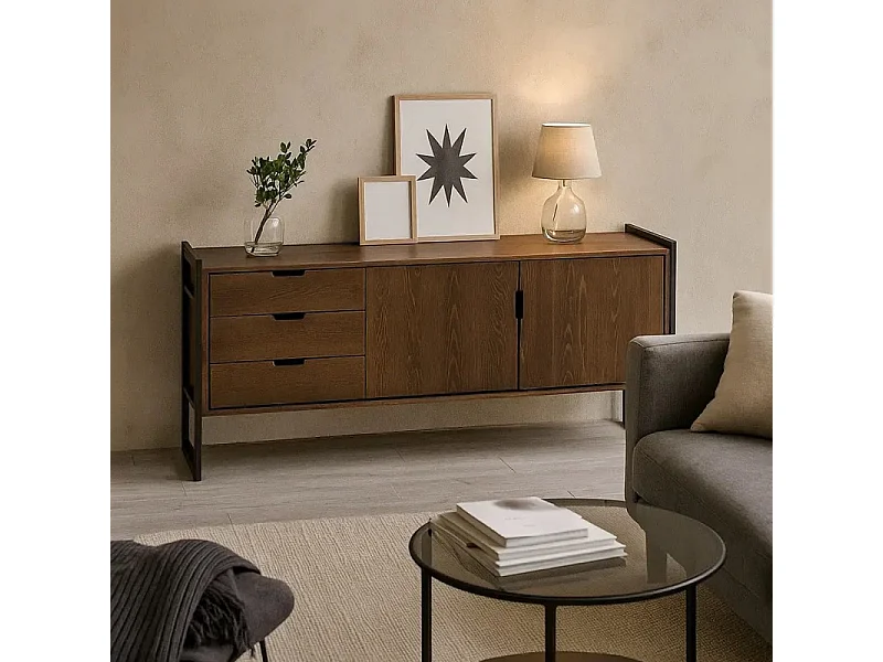 Komoda z drewna litego Loft wood 164 cm, kolor brązowy