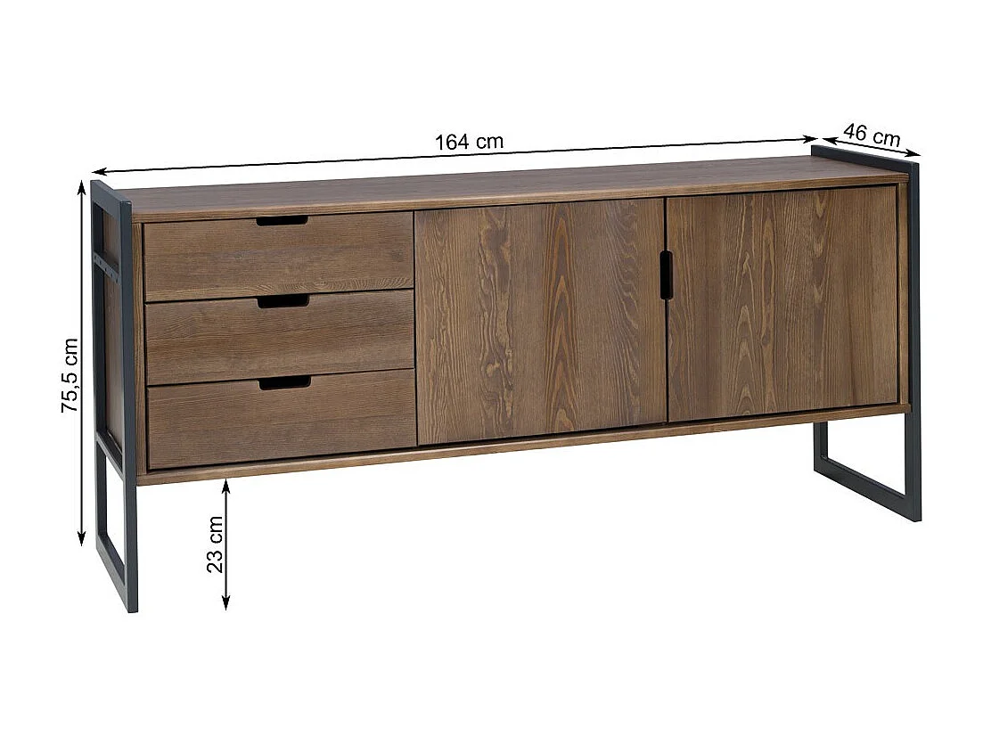 Komoda z drewna litego Loft wood 164 cm, kolor brązowy