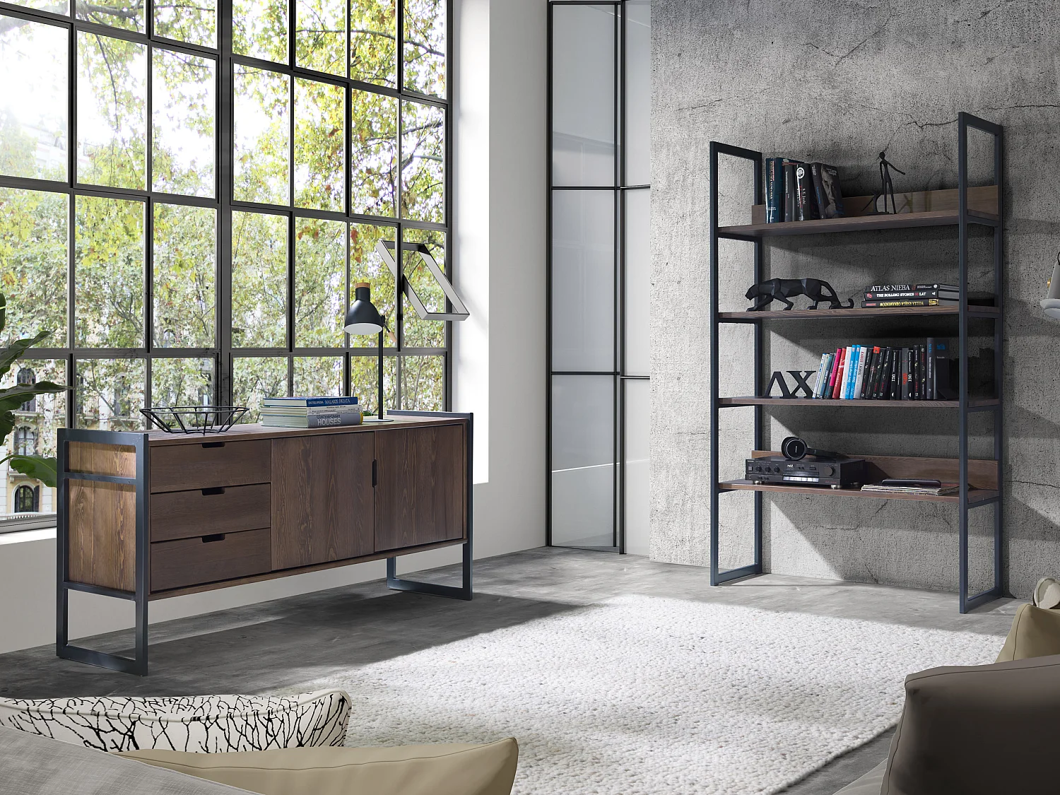 Komoda z drewna litego Loft wood 164 cm, kolor brązowy