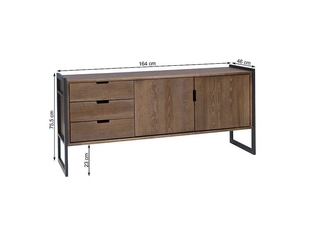 Komoda z drewna litego Loft wood 164 cm, kolor brązowy