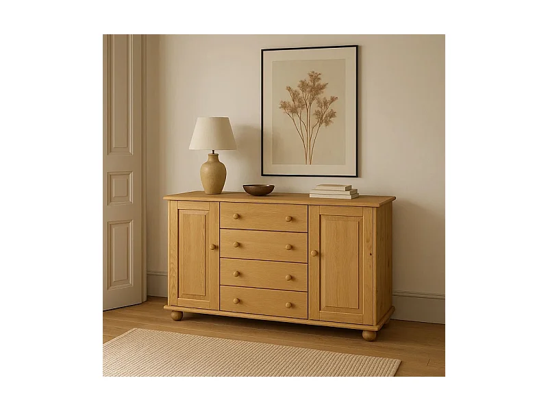 Komoda z drewna litego 138 cm Roxana Classic, kolor dębowy