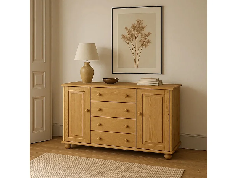 Komoda z drewna litego 138 cm Roxana Classic, kolor dębowy