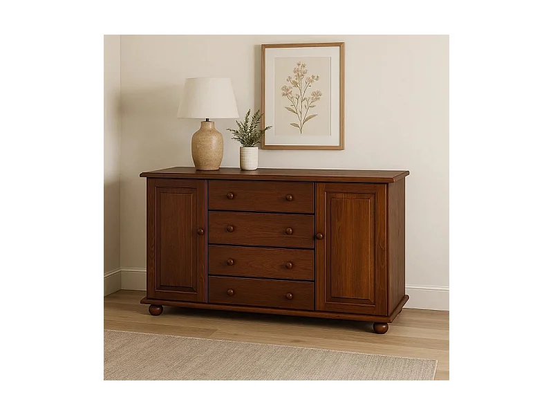 Komoda z drewna litego 138 cm Roxana Classic, kolor kasztan