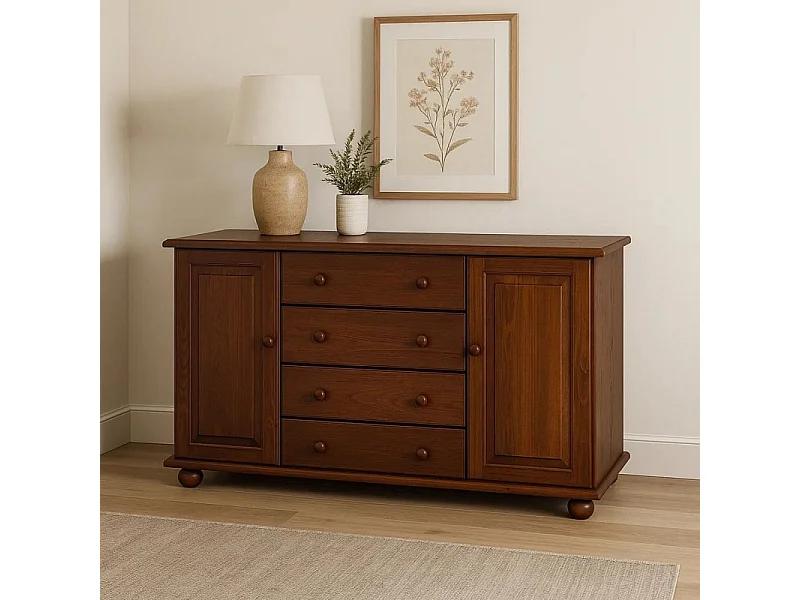 Komoda z drewna litego 138 cm Roxana Classic, kolor kasztan