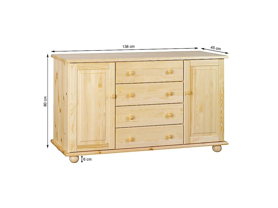 Komoda z drewna litego 138 cm Roxana Classic, kolor kasztan