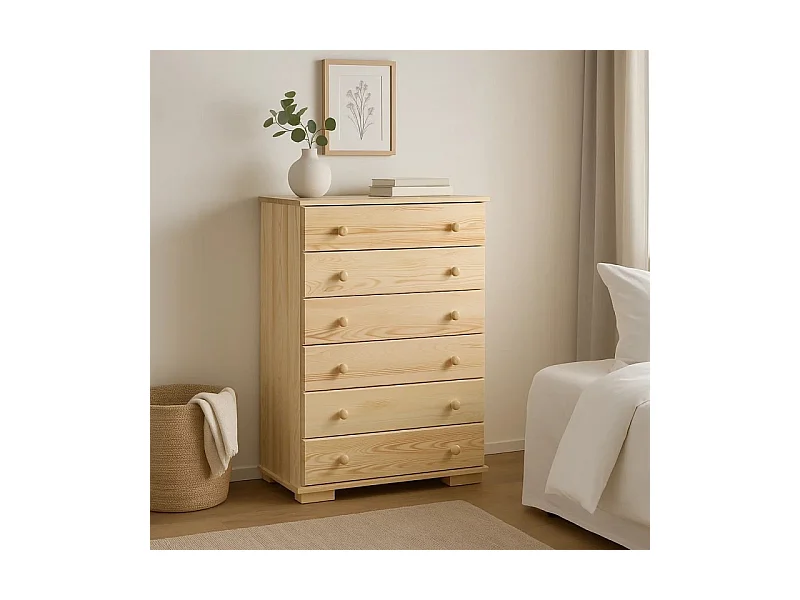 Komoda z drewna litego 75 cm Modern 4 szuflady, sosnowa