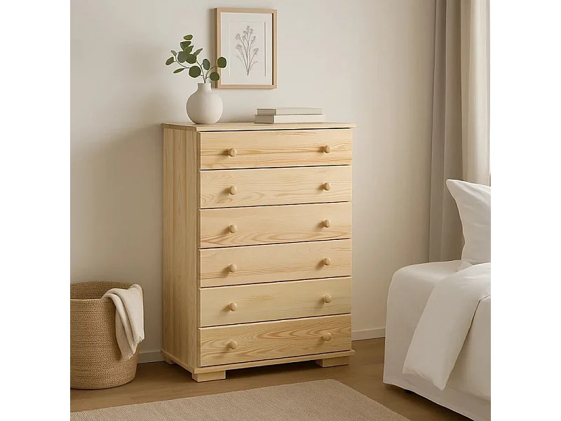 Komoda z drewna litego 75 cm Modern 4 szuflady, sosnowa