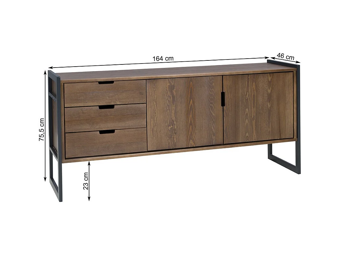 Komoda z drewna litego Loft wood 164 cm, kolor kasztan
