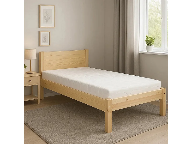 Łóżko 90x200 drewniane Classic tył równy, sosnowe