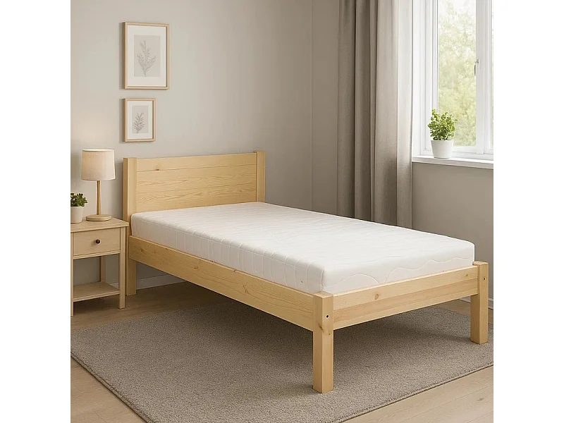 Łóżko 90x200 drewniane Classic tył równy, sosnowe