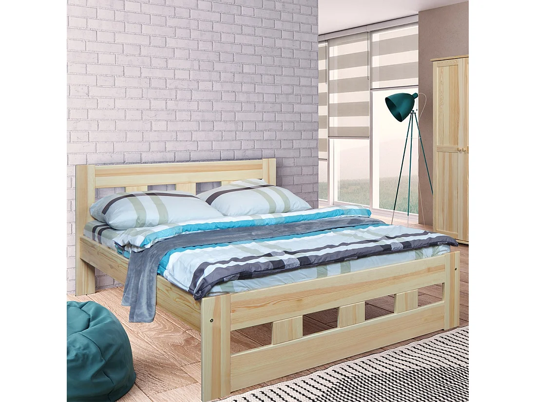 Łóżko 160x200 drewniane Bond, sosnowe