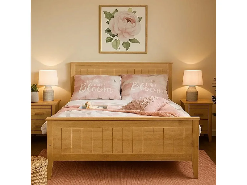 Łóżko 140x200 drewniane Siena, kolor dębowy