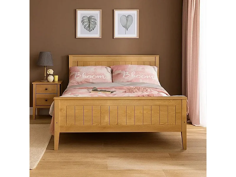Łóżko 140x200 drewniane Siena, kolor dębowy