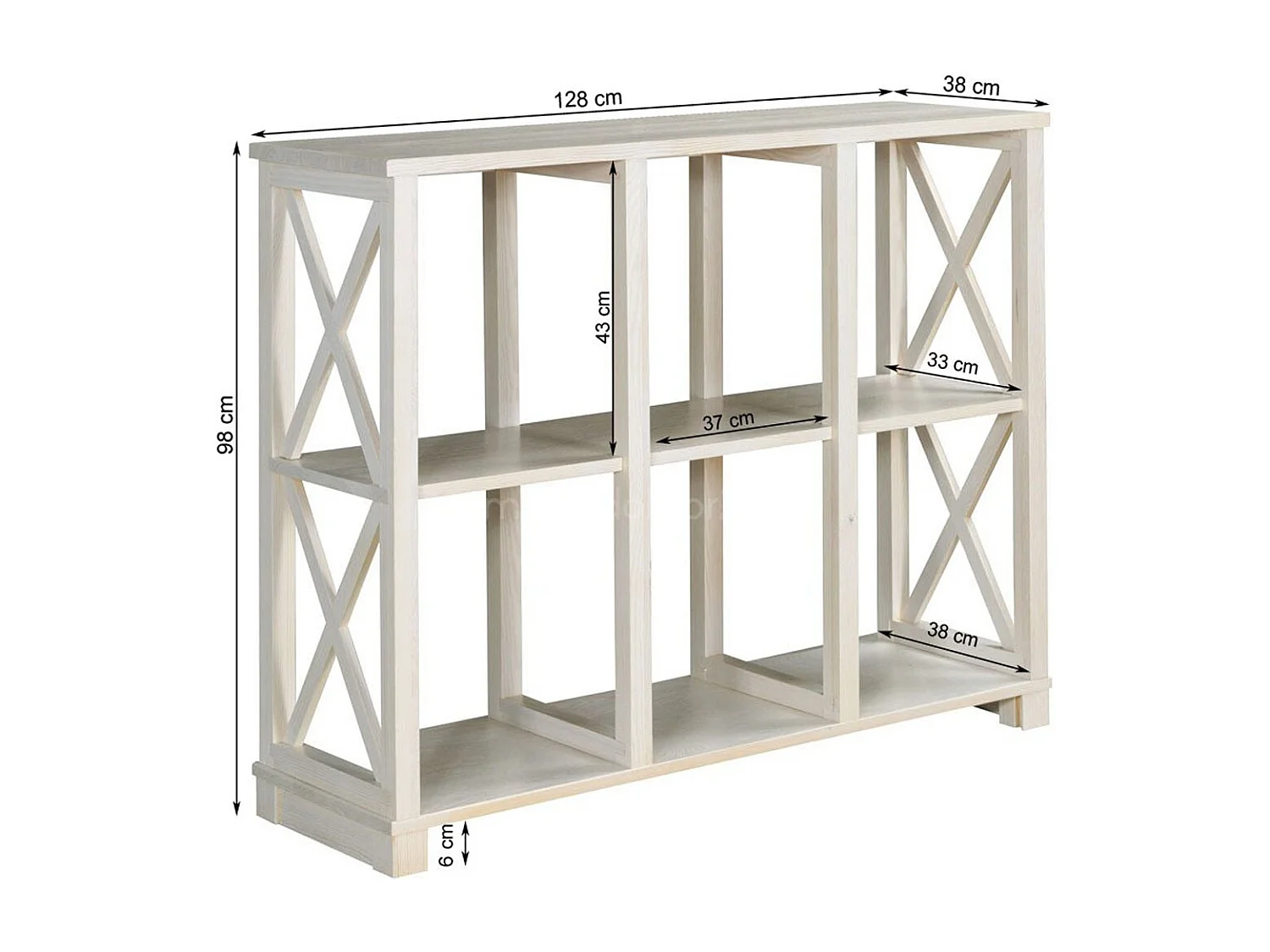 Regał drewniany Retro I prowansalski z krzyżami i półkami, sosnowy