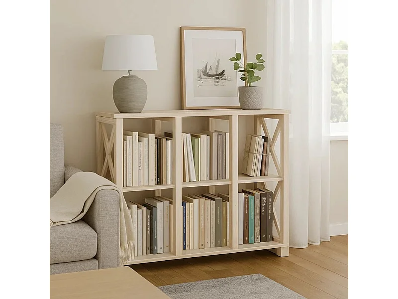 Regał drewniany Retro I prowansalski z krzyżami i półkami,  kolor bielony