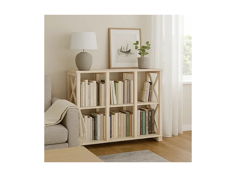 Regał drewniany Retro I prowansalski z krzyżami i półkami,  kolor bielony