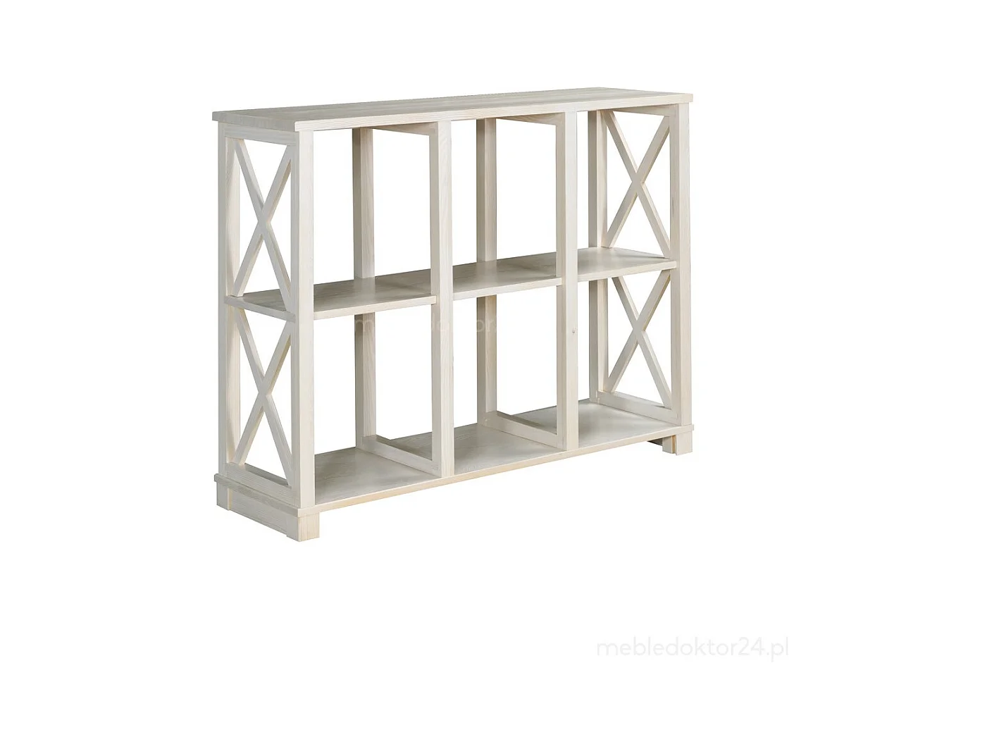 Regał drewniany Retro I prowansalski z krzyżami i półkami,  kolor bielony