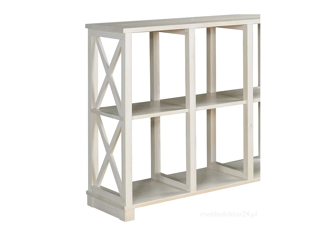 Regał drewniany Retro I prowansalski z krzyżami i półkami,  kolor bielony