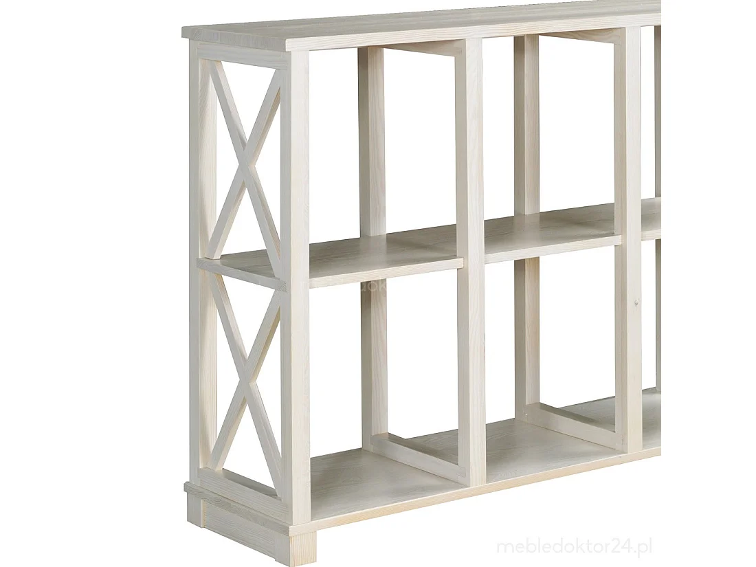 Regał drewniany Retro I prowansalski z krzyżami i półkami,  kolor bielony