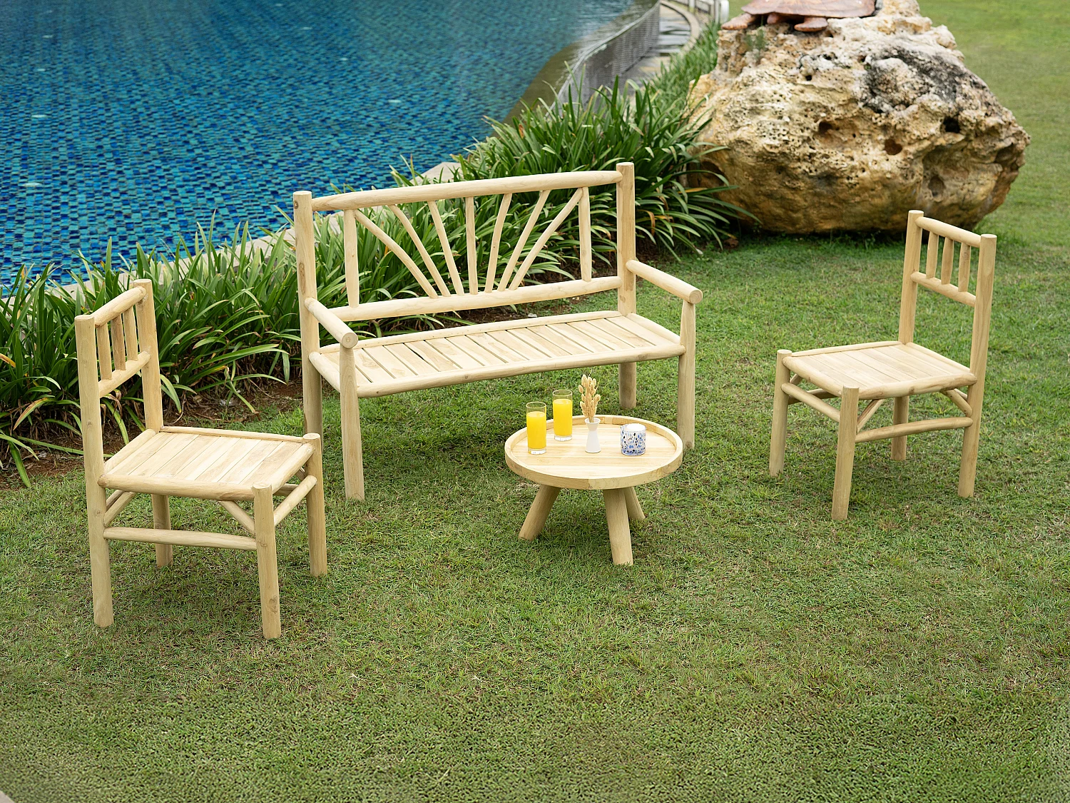 Banc de jardin en teck - Naturel clair - TULUM de MYLIA