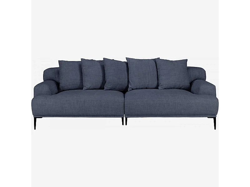 Habitat - Canapé 3 places en lin garni de plumes - Bleu - Ottone