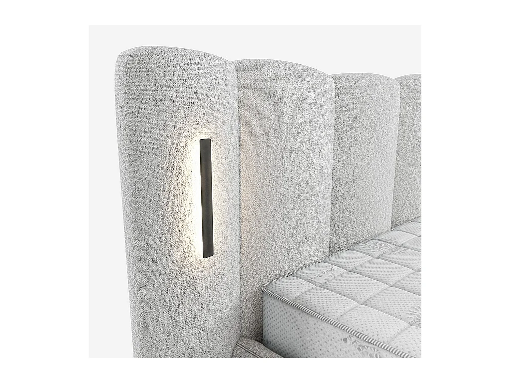 Habitat - Lit coffre 160 x 200 cm en tissu texturé avec LED intégrées - Gris chiné - Siderno