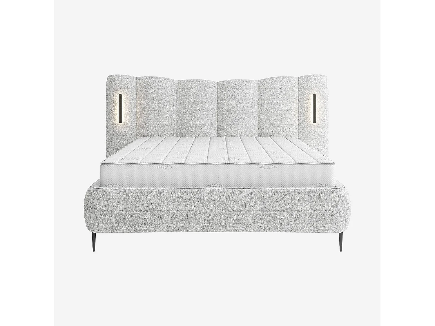 Habitat - Lit coffre 160 x 200 cm en tissu texturé avec LED intégrées - Gris chiné - Siderno