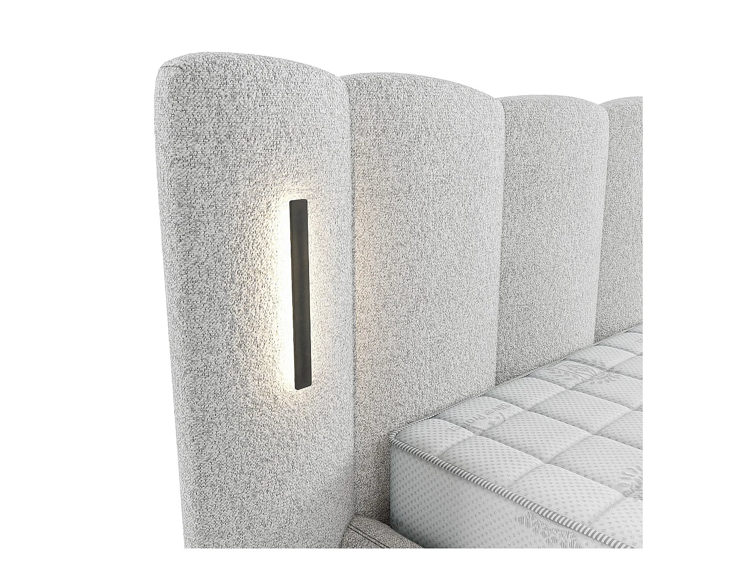 Habitat - Lit coffre 160 x 200 cm en tissu texturé avec LEDs intégrées - Gris chiné - Siderno