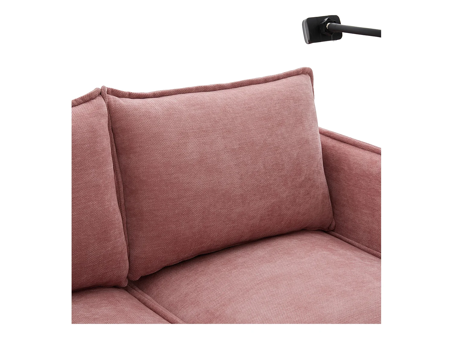 Canapé 2 places rose - Canapé avec poches latérales de rangement et support pour téléphone - pour salon et chambre