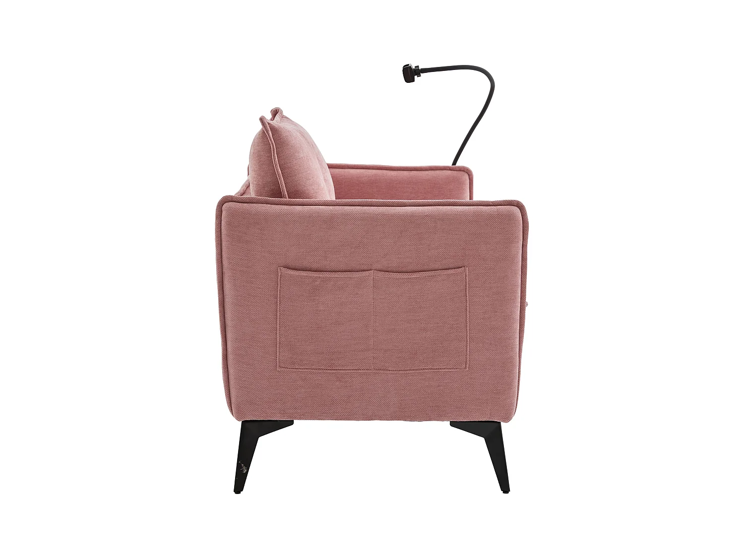 Canapé 2 places rose - Canapé avec poches latérales de rangement et support pour téléphone - pour salon et chambre