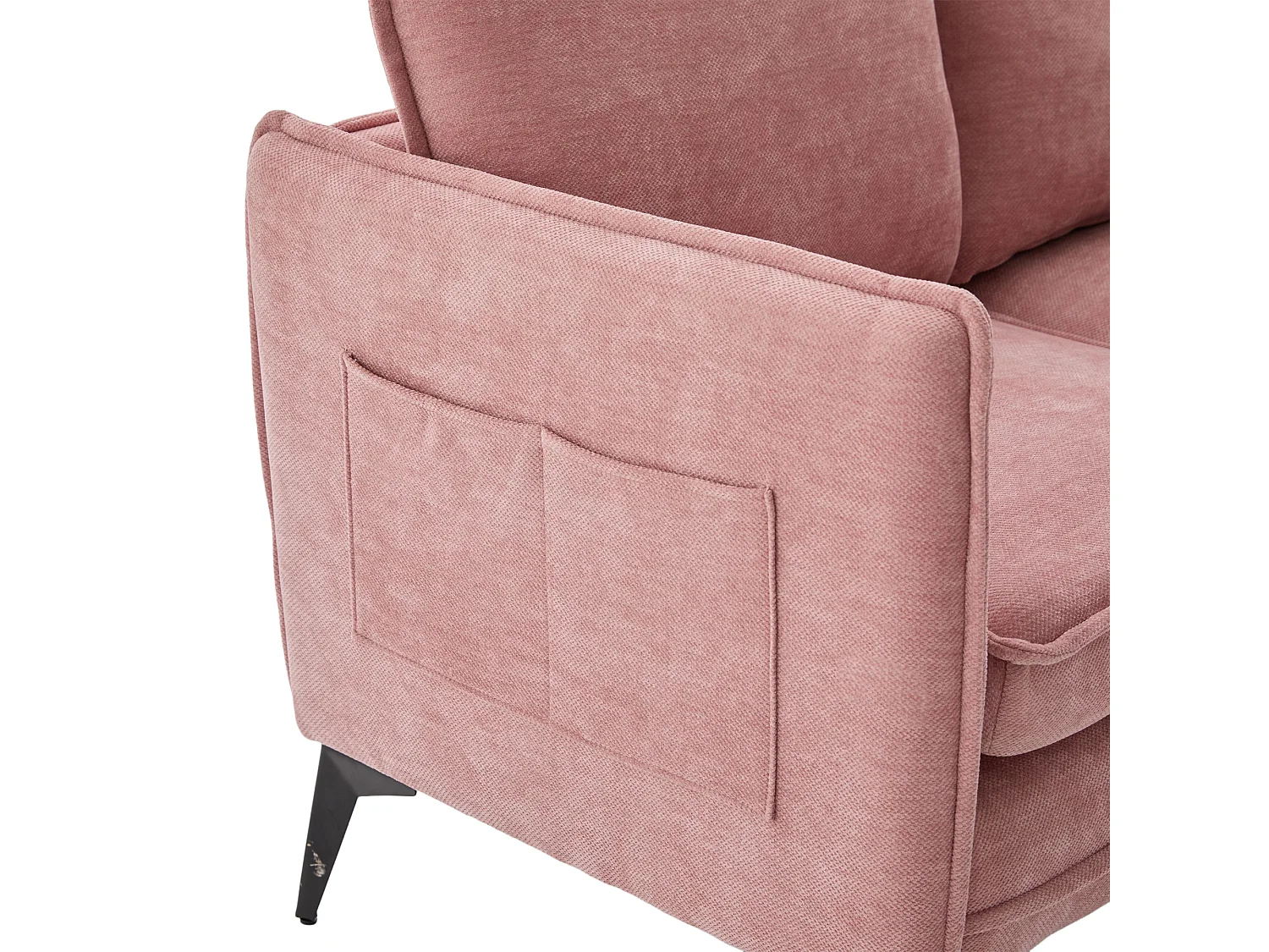 Canapé 2 places rose - Canapé avec poches latérales de rangement et support pour téléphone - pour salon et chambre