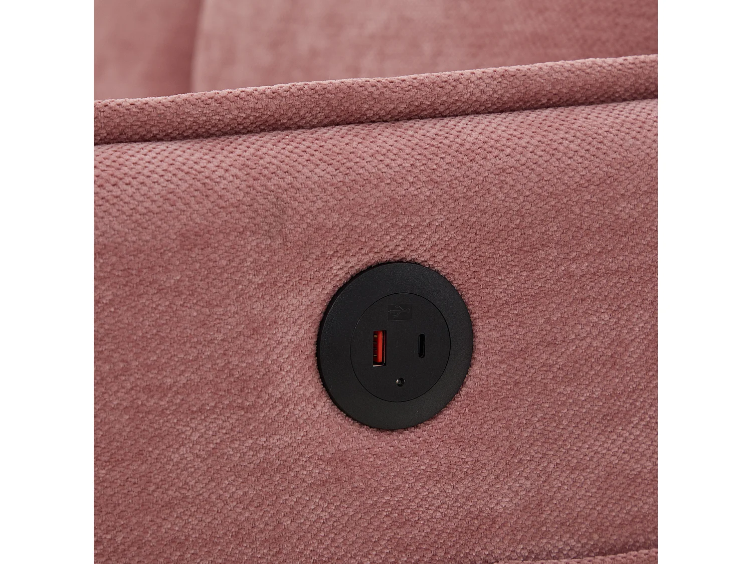 Canapé 2 places rose - Canapé avec poches latérales de rangement et support pour téléphone - pour salon et chambre