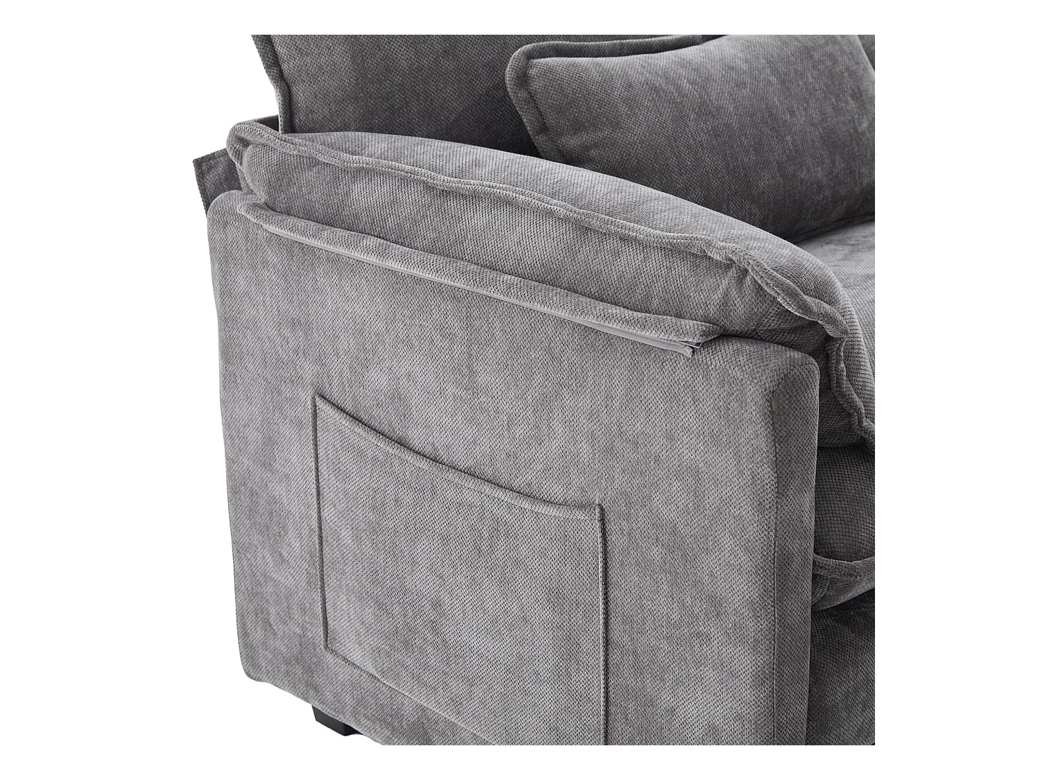 Canapé droit gris - Canapé avec poches latérales et repose-pieds de rangement - pour salon et chambre