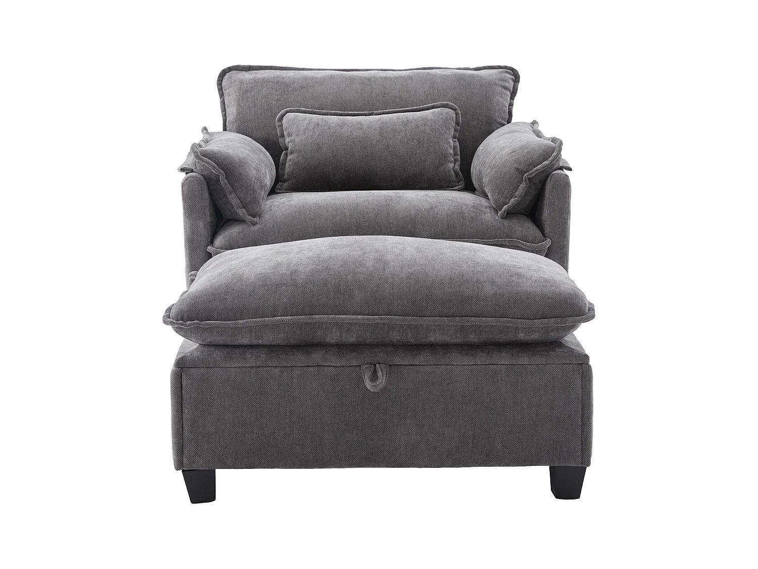 Canapé droit gris - Canapé avec poches latérales et repose-pieds de rangement - pour salon et chambre