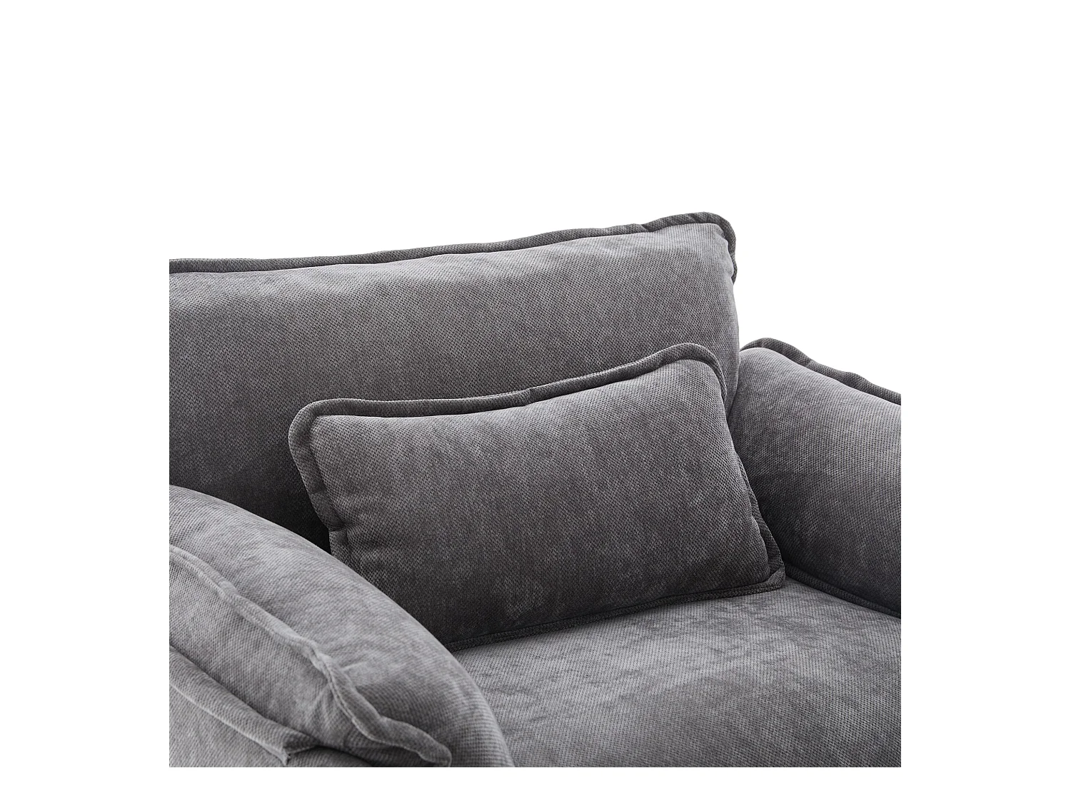 Canapé droit gris - Canapé avec poches latérales et repose-pieds de rangement - pour salon et chambre