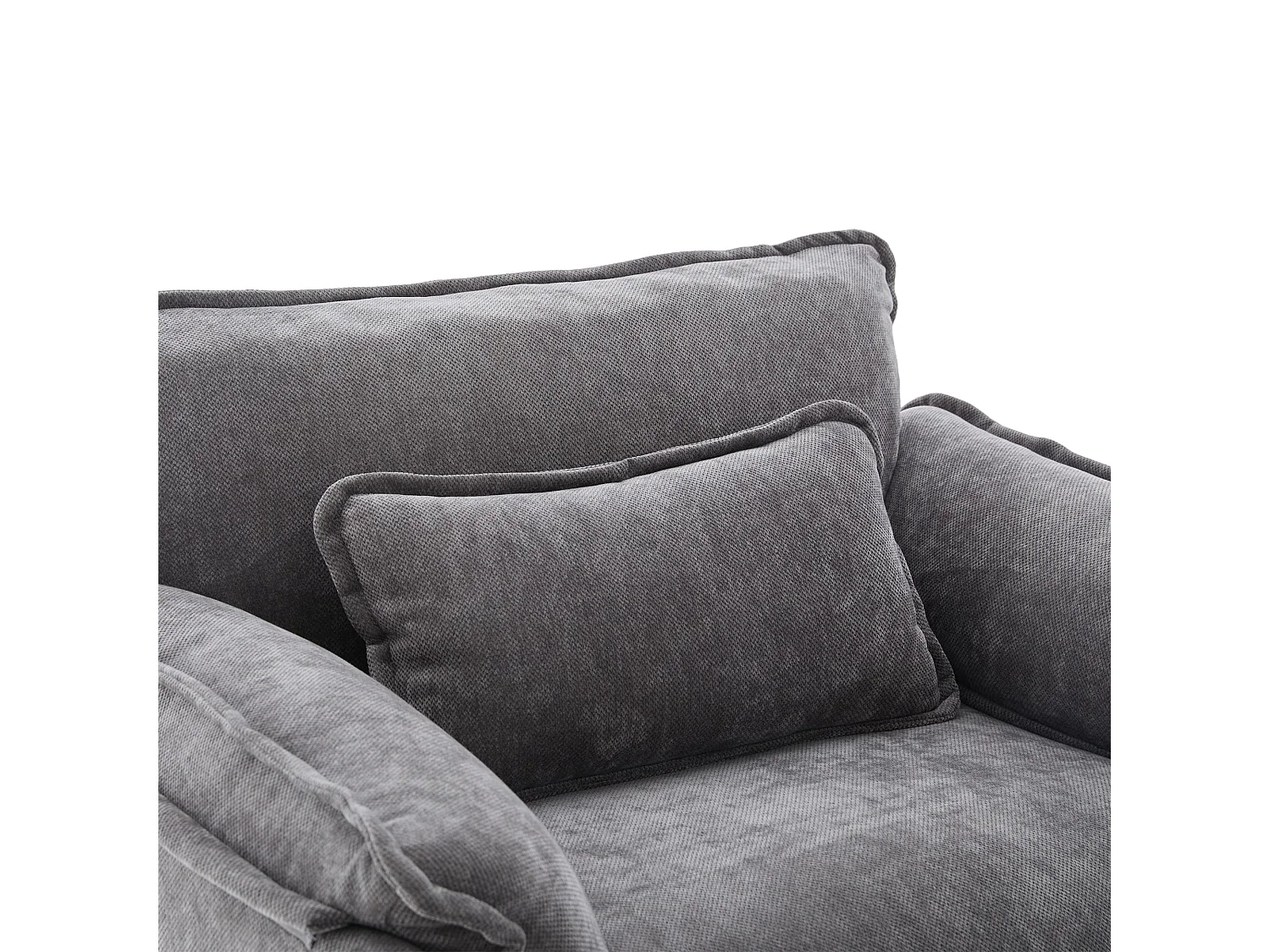 Canapé droit gris - Canapé avec poches latérales et repose-pieds de rangement - pour salon et chambre