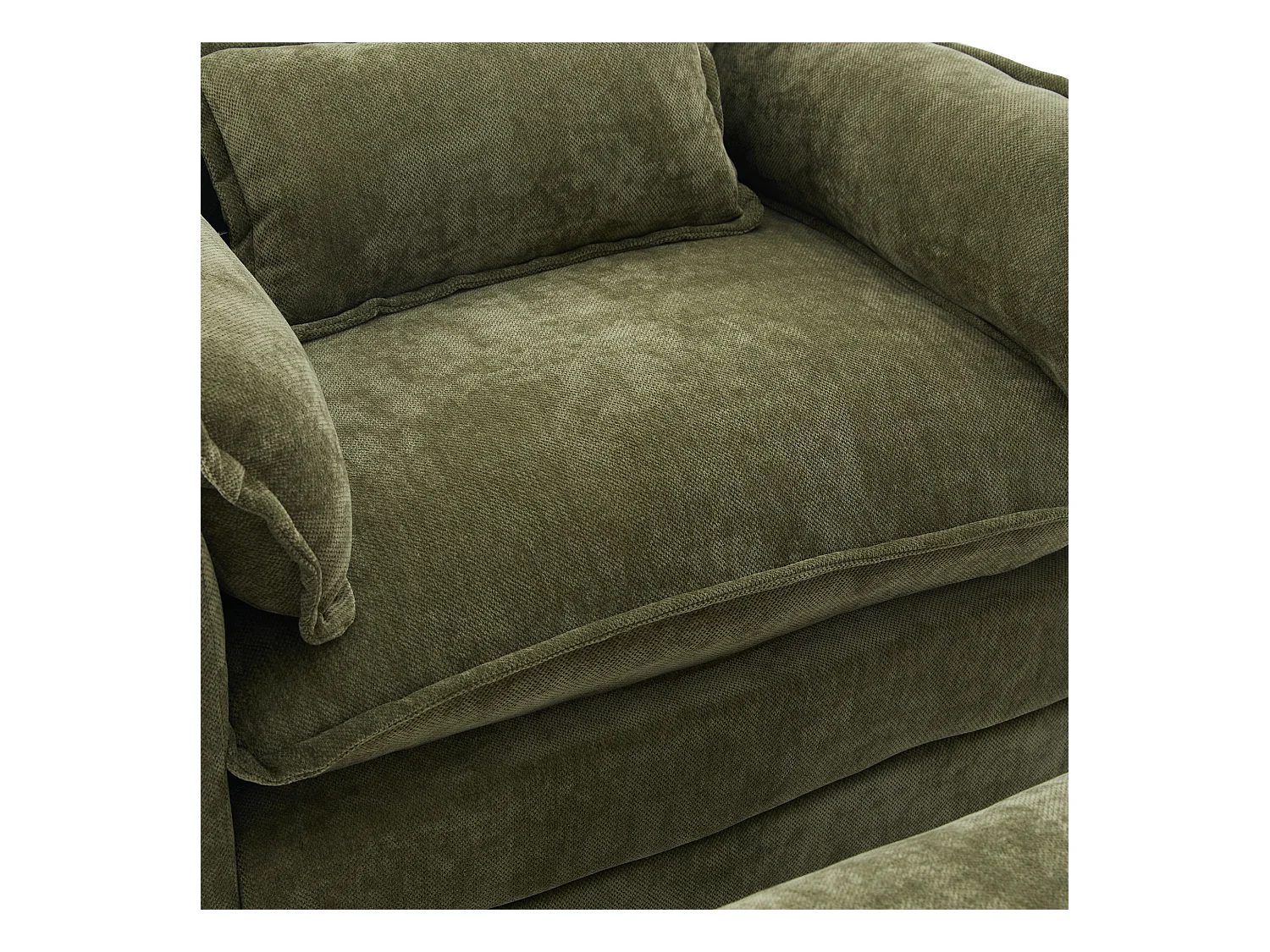 Canapé droit vert - Canapé avec poches latérales et repose-pieds de rangement - pour salon et chambre