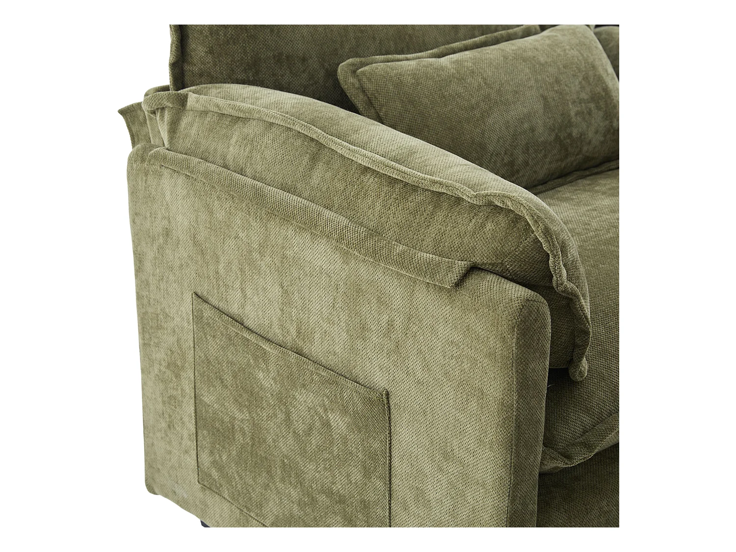 Canapé droit vert - Canapé avec poches latérales et repose-pieds de rangement - pour salon et chambre