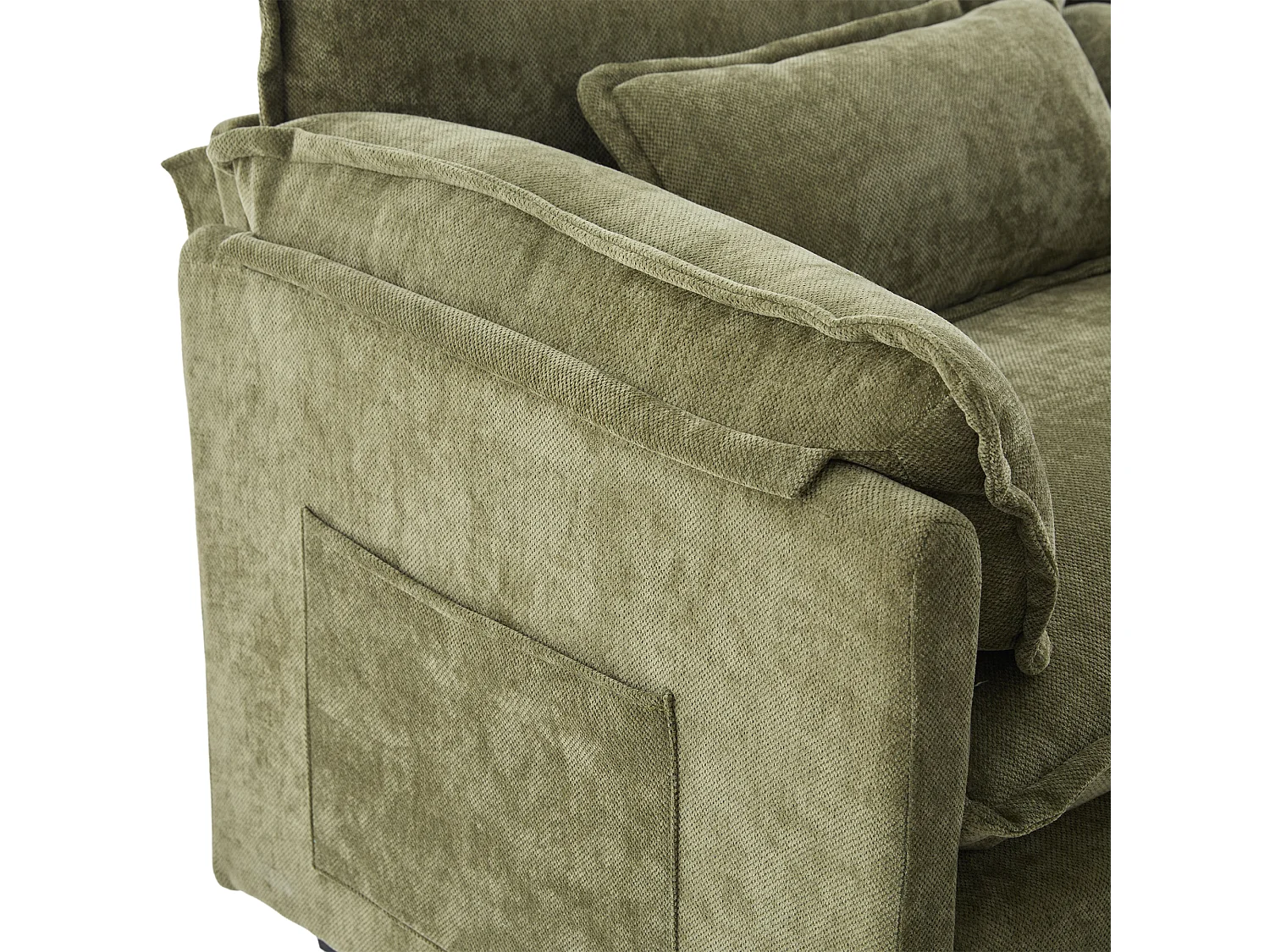 Canapé droit vert - Canapé avec poches latérales et repose-pieds de rangement - pour salon et chambre