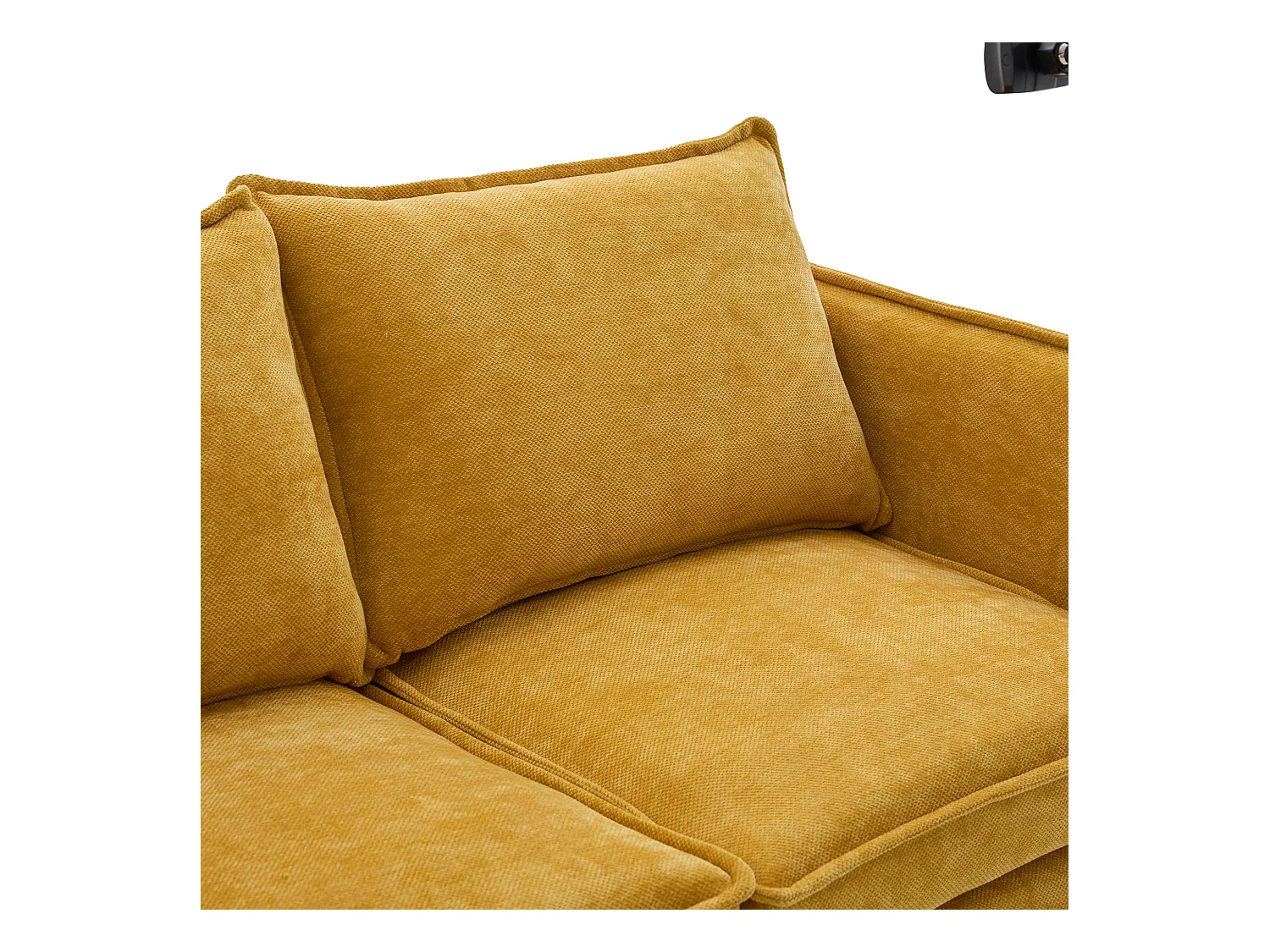 Canapé 2 places jaune - Canapé avec poches latérales de rangement et support pour téléphone - pour salon et chambre