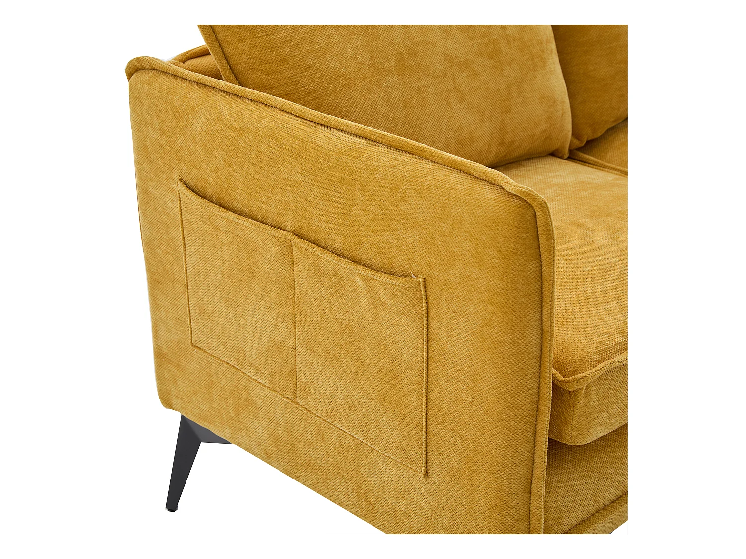 Canapé 2 places jaune - Canapé avec poches latérales de rangement et support pour téléphone - pour salon et chambre