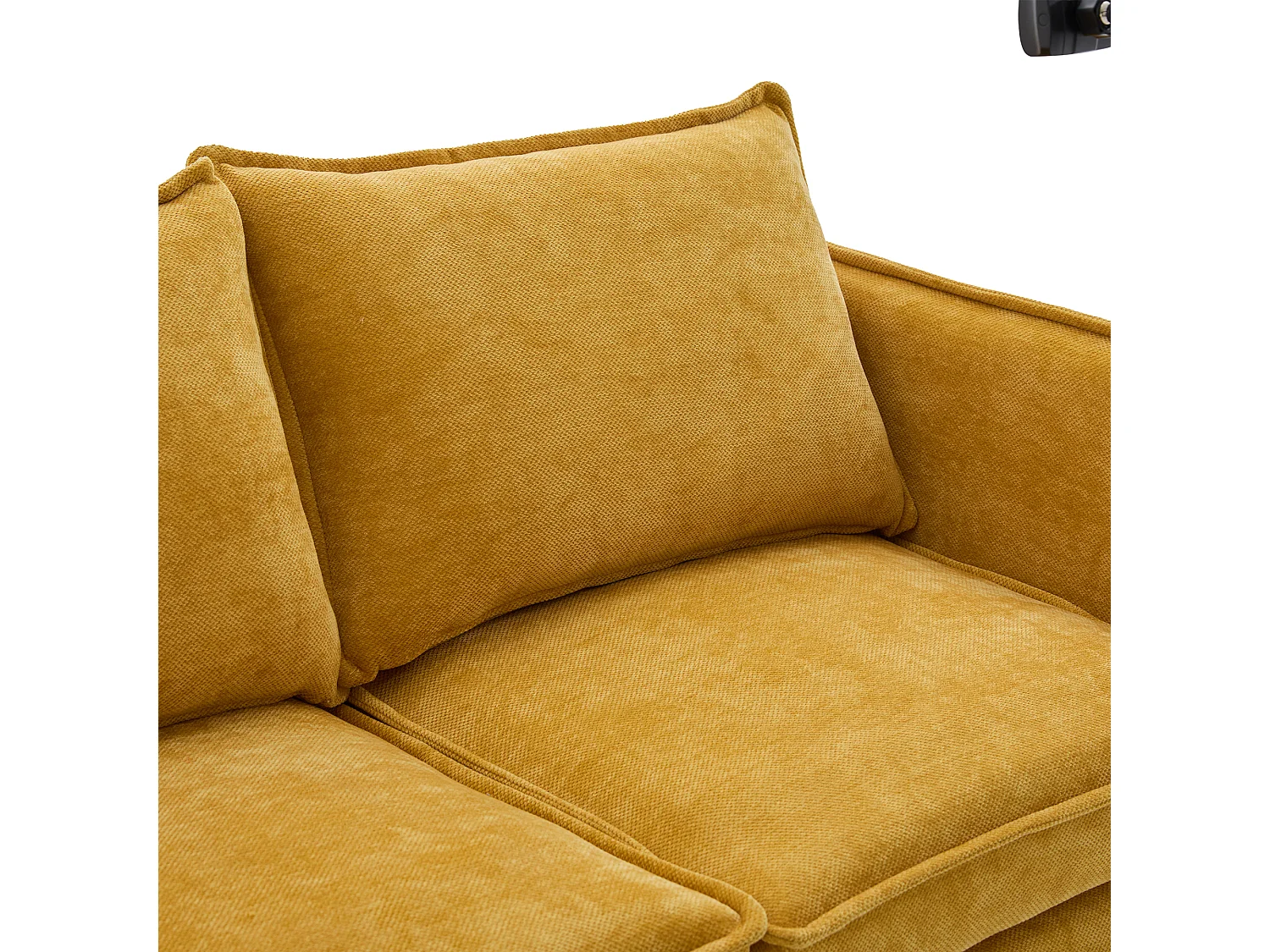 Canapé 2 places jaune - Canapé avec poches latérales de rangement et support pour téléphone - pour salon et chambre