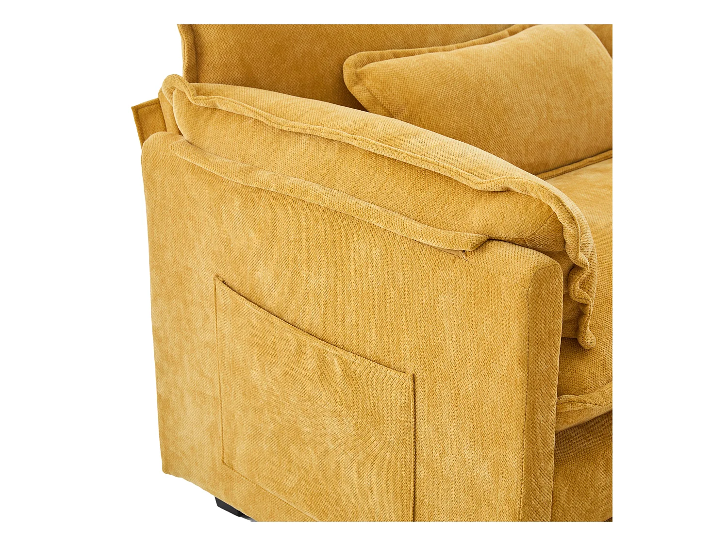 Canapé droit jaune - Canapé avec poches latérales et repose-pieds de rangement - pour salon et chambre