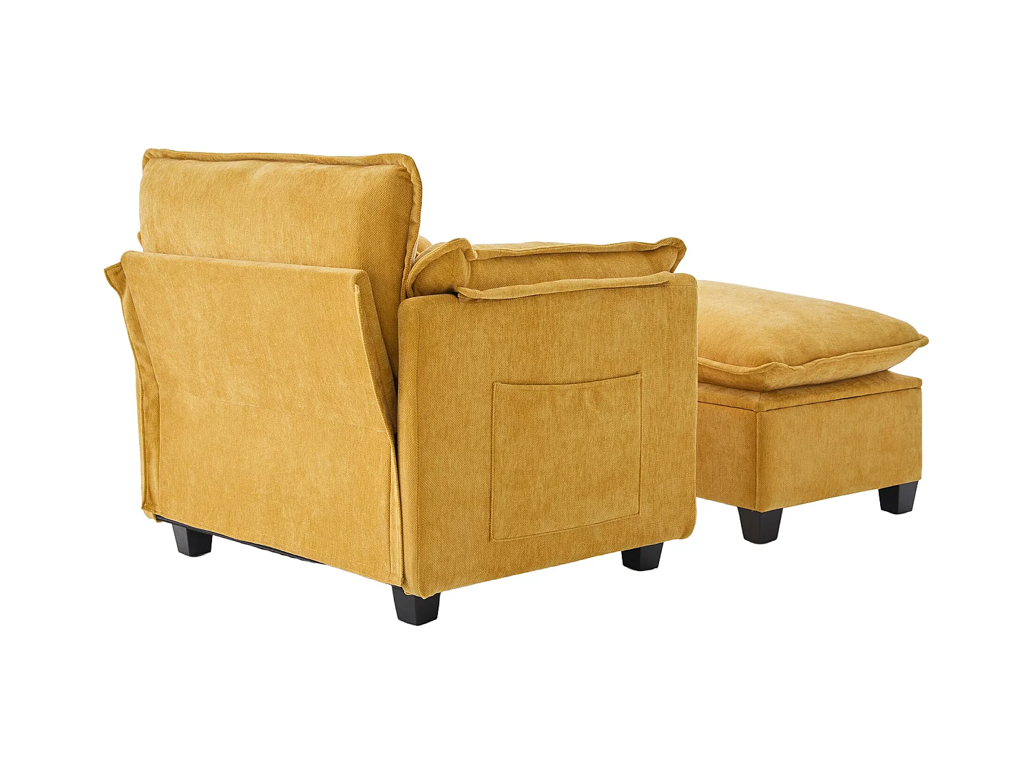 Canapé droit jaune - Canapé avec poches latérales et repose-pieds de rangement - pour salon et chambre