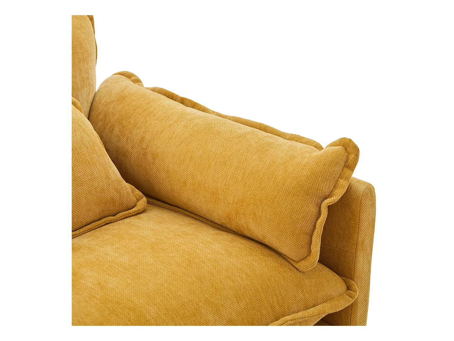 Canapé droit jaune - Canapé avec poches latérales et repose-pieds de rangement - pour salon et chambre