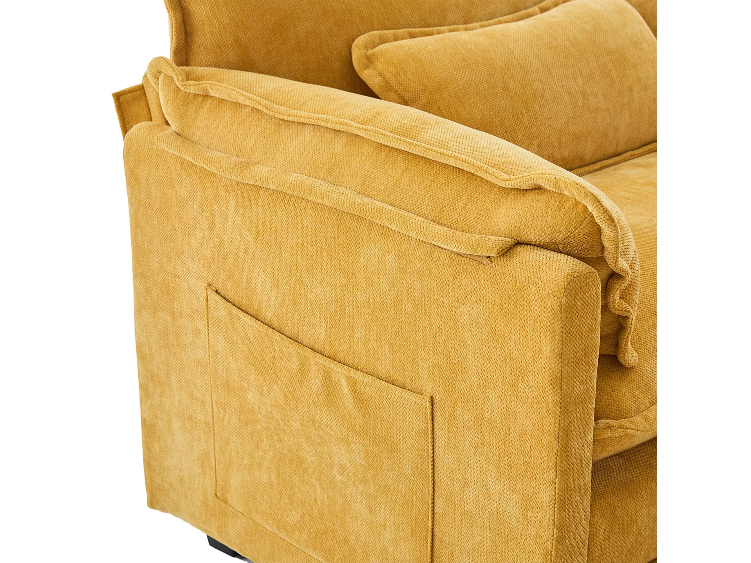 Canapé droit jaune - Canapé avec poches latérales et repose-pieds de rangement - pour salon et chambre