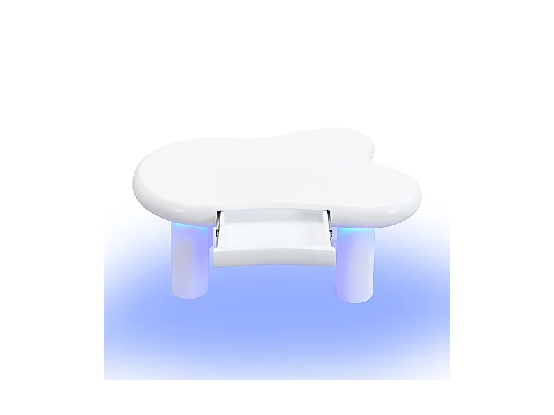 Table basse blanche - Table d'appoint avec éclairage LED et 1 tiroir - pour le salon