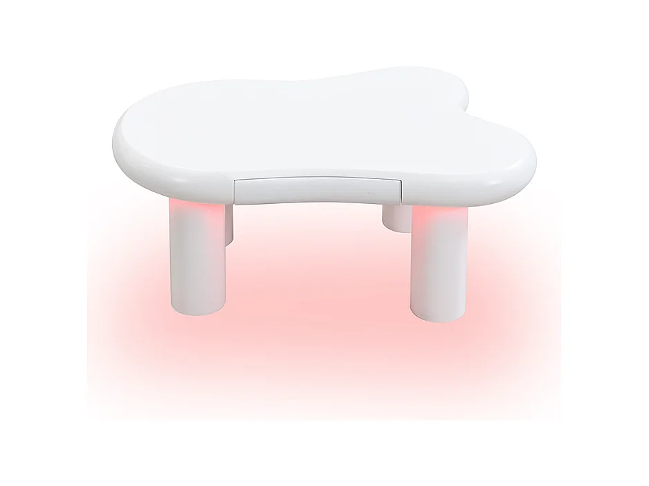 Table basse blanche - Table d'appoint avec éclairage LED et 1 tiroir - pour le salon