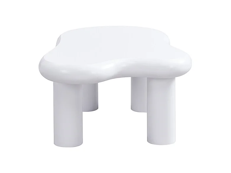 Table basse blanche - Table d'appoint avec éclairage LED et 1 tiroir - pour le salon