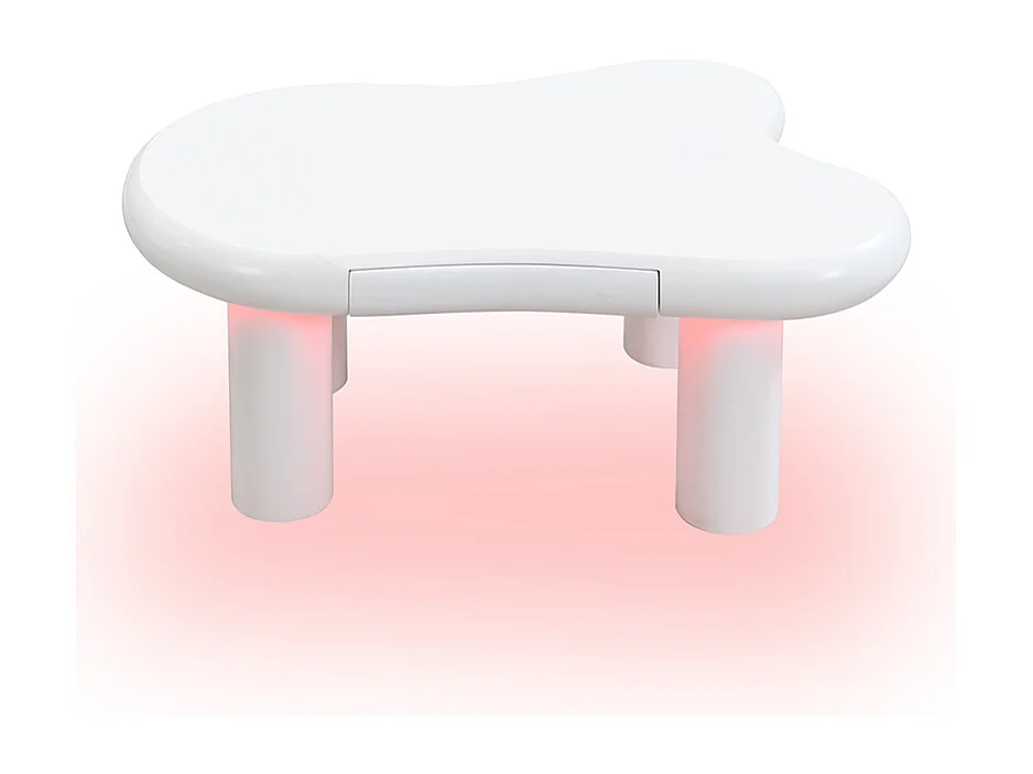 Table basse blanche - Table d'appoint avec éclairage LED et 1 tiroir - pour le salon